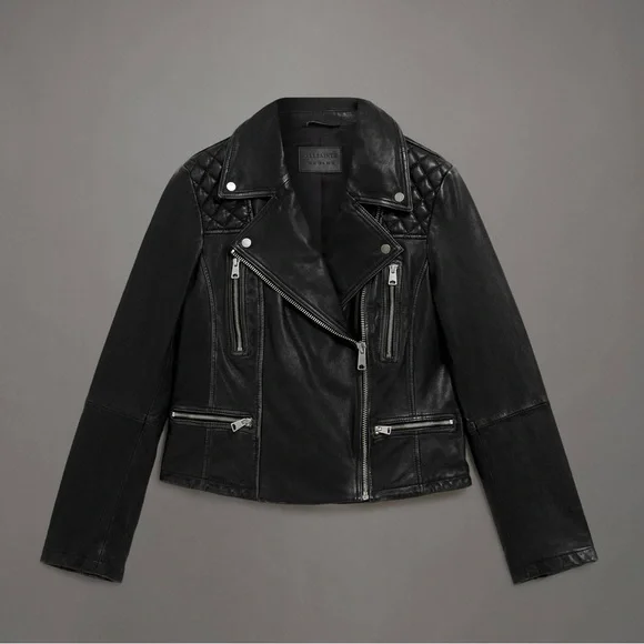 ALLSAINTS Cargo Distressed Leather Biker Jacket - Picture 3 of 11